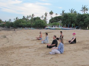 Having a nice meditation on the beach.