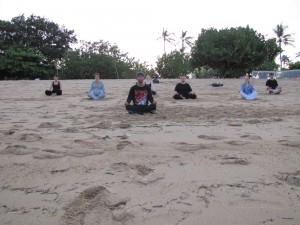 Learning how to meditate on a tropical beach in Bali